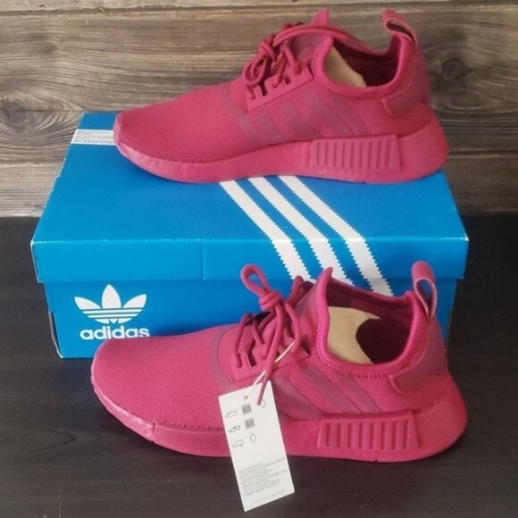 New Adidas NMD R1 Burgundy Red Womens Sneakers Size 7 Lightweight Walking Casual - Picture 3 of 10
